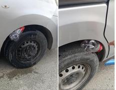Truffa della bottiglietta nella ruota - (Fermo immagine)