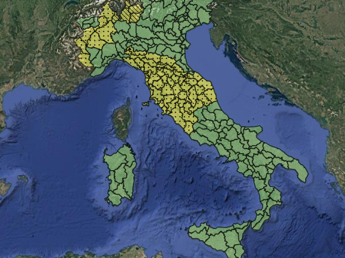 Mappa delle allerte meteo del 25 agosto 2026 - (Protezione civile)