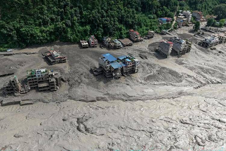 L'alluvione in Nepal - (Afp)
