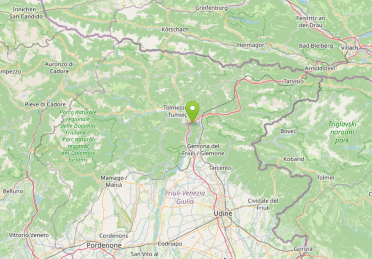 Epicentro terremoto in Friuli - (Ingv)