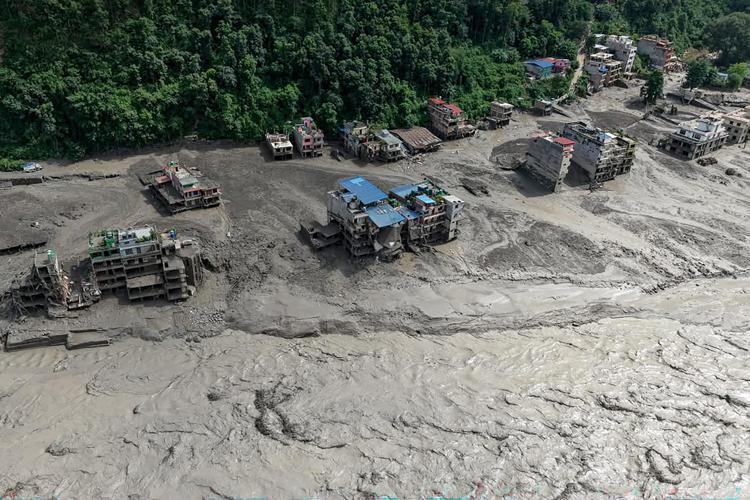 L'alluvione in Nepal - (Afp)