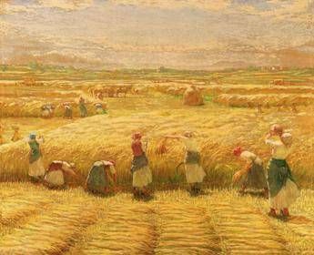 Baldassare Longoni, Terre dorate d’Italia: mietitura, 1940, olio su tela, 130 x 160 cm, Patrimonio Artistico Banco BPM - (Ufficio stampa)