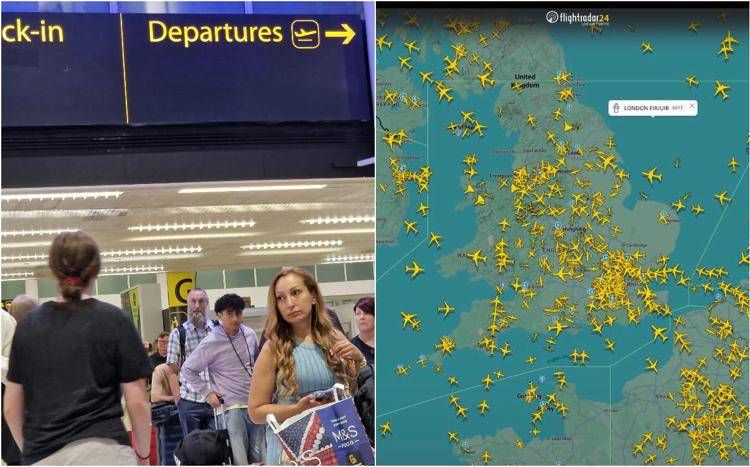 Caos voli in partenza nel Regno Unito - Caos all'aeroporto di Gatwick (IPA) + immagine Flightradar24