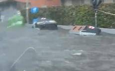 Corso Francia allagato per la bomba d'acqua su Roma