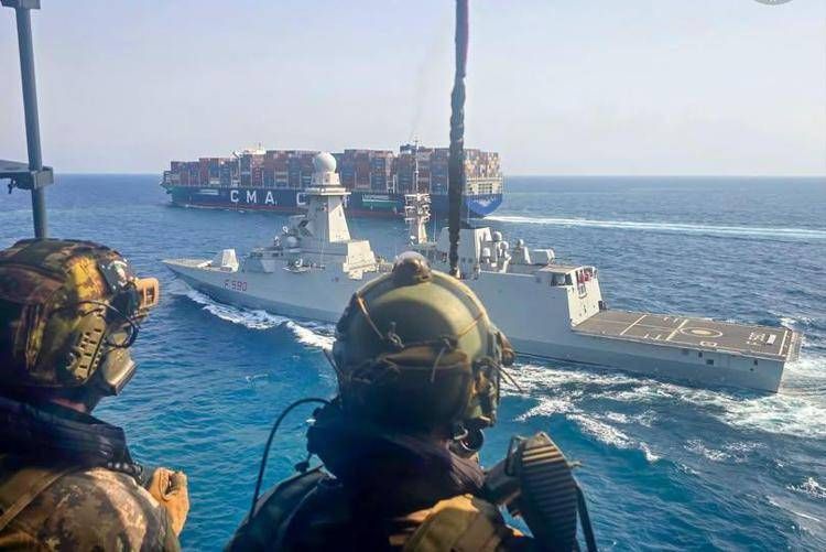 La fregata Carlo Bergamini impegnata nell’operazione europea Aspides - (Marina militare)
