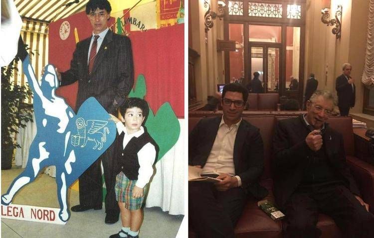 Umberto Bossi con il figlio Renzo