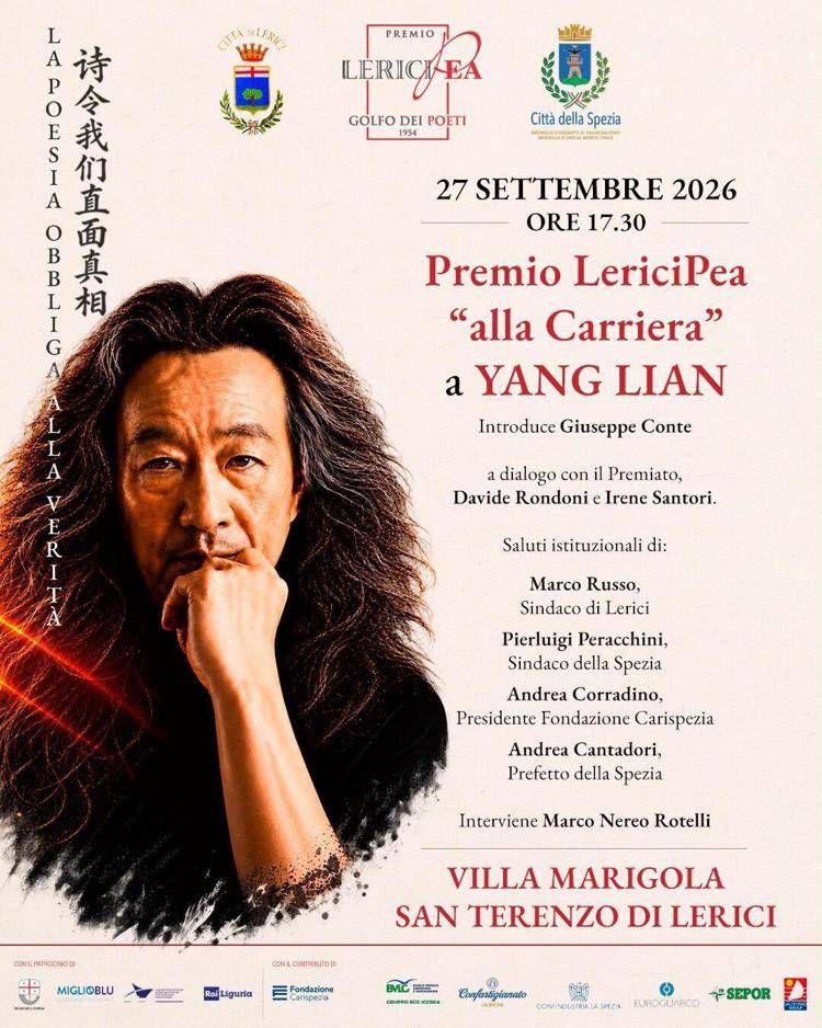 Il Premio 'LericiPea' alla Carriera a Yang Lian, voce autorevole poesia contemporanea internazionale