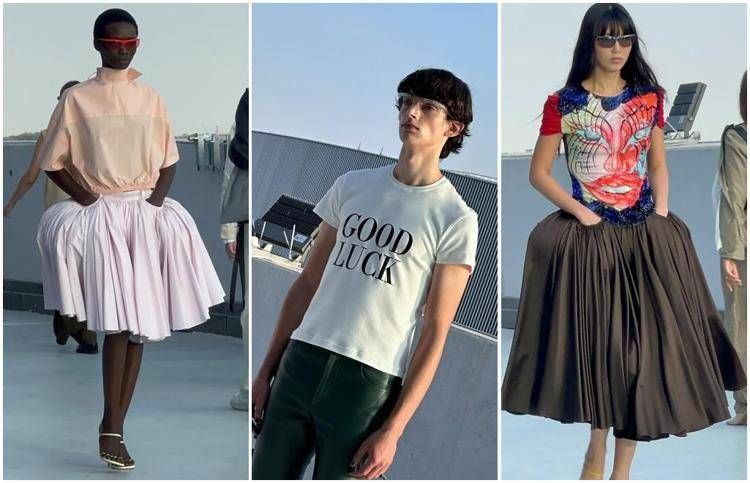 Tre look di Moschino per la primavera-estate 2027 (AdnKronos)