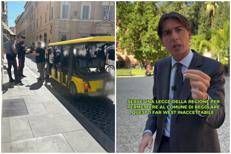 Controlli a Roma sulle golf car e screenshot del video social di Onorato