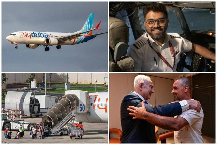 L'aereo FlyDubai, il pilota-eroe, l'atterraggio e l'incontro tra Netanyahu e il passeggero - Afp e X