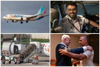 L'aereo FlyDubai, il pilota-eroe, l'atterraggio e l'incontro tra Netanyahu e il passeggero - Afp e X