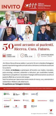 Ail Milano Monza Brianza compie 50 anni, 'accanto ai pazienti e alla ricerca'
