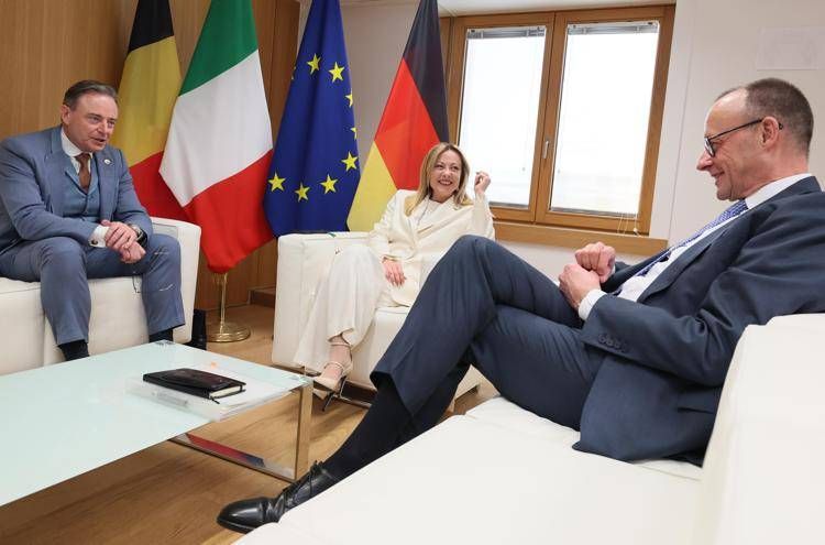 Meloni, De Wever e Merz in un precedente incontro - (Ipa)