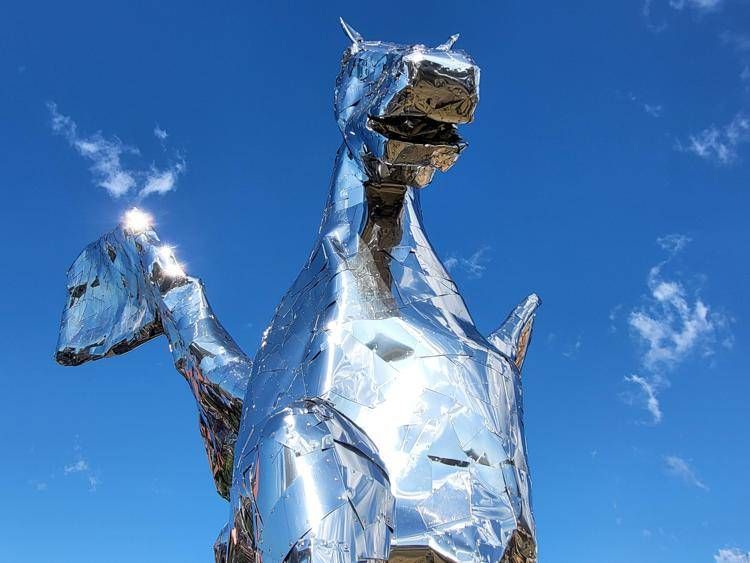 Inaugurazione  nel quartiere Librino di Catania, della statua 'Pegaso, il cavallo alato' - (Adnkronos)