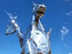 Inaugurazione  nel quartiere Librino di Catania, della statua 'Pegaso, il cavallo alato' - (Adnkronos)