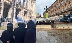 Le immagini delle proteste a Roma (sinistra) e Torino (destra) - (AdnKronos)