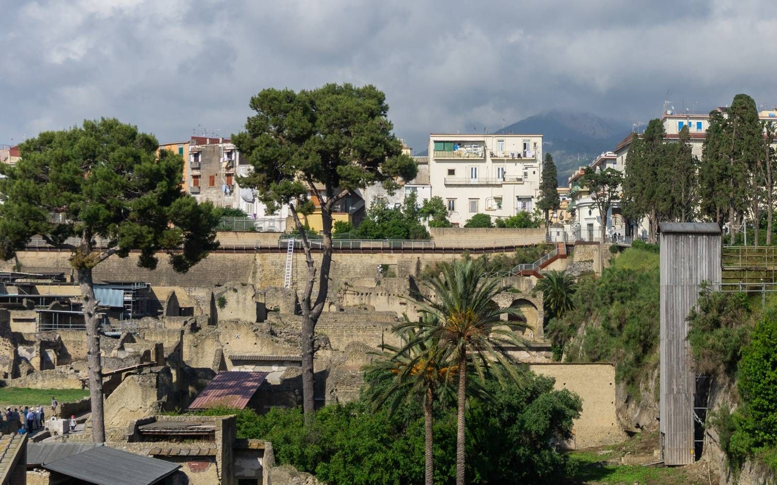 herculaneum   the ruins the present town and mount vesuvius