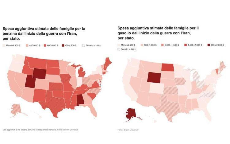 La mappa dei rincari della benzina in Usa