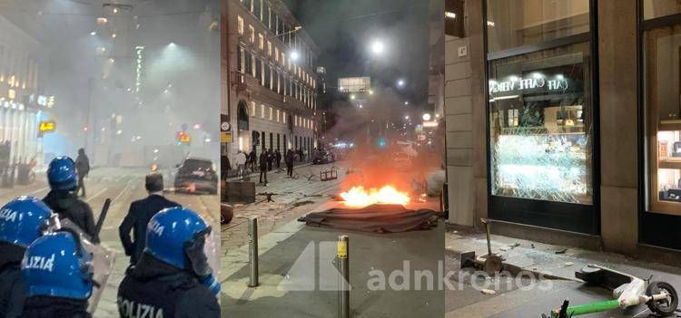 La devastazione dopo la manifestazione a Milano - Foto Adnkronos