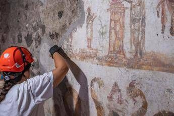 (I lavori di restauro in corso - ufficio stampa del Parco Acheologico di Pompei)