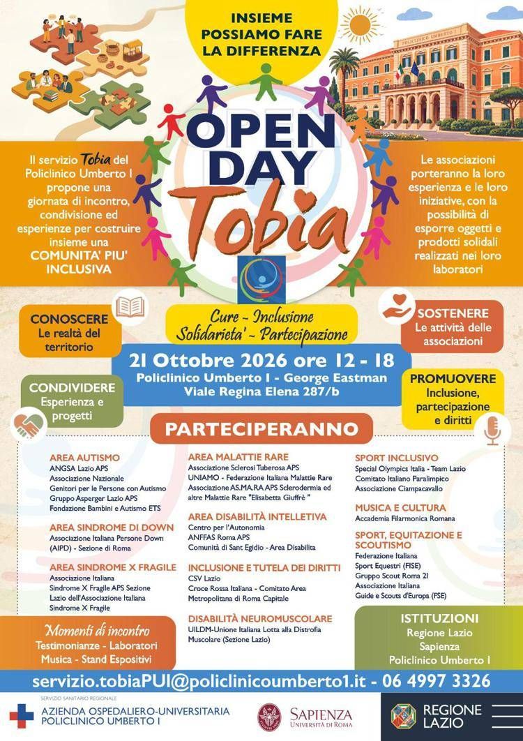 Il Policlinico Umberto I Roma fa rete intorno ai fragili, Open Day Tobia