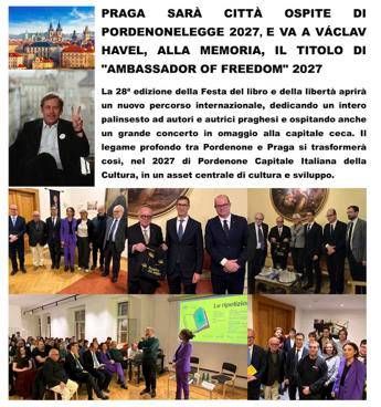 Nel 2027 Praga sarà la prima città ospite di Pordenonelegge