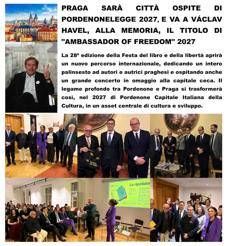 Nel 2027 Praga sarà la prima città ospite di Pordenonelegge
