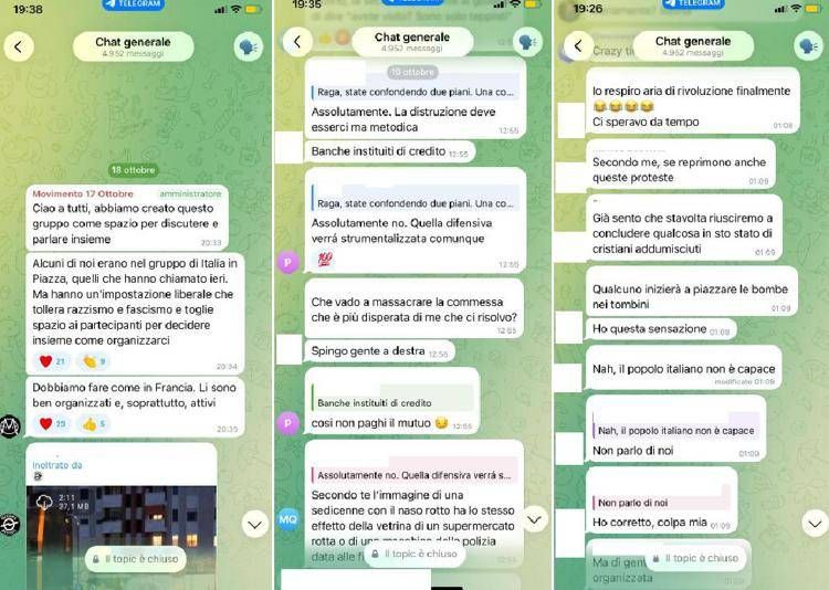 Alcune chat del Movimento 17 ottobre