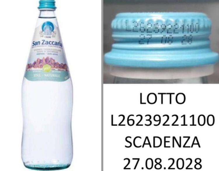 Il lotto di acqua minerale ritirata