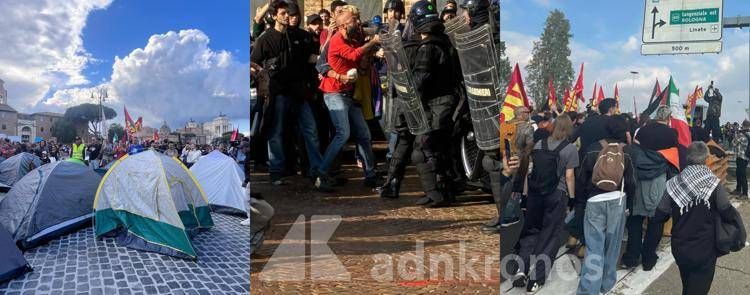 Sciopero generale, cortei in tutta Italia: feriti a Vicenza, scontri a Torino e Roma. Tangenziale bloccata per tre ore a Milano - Diretta
