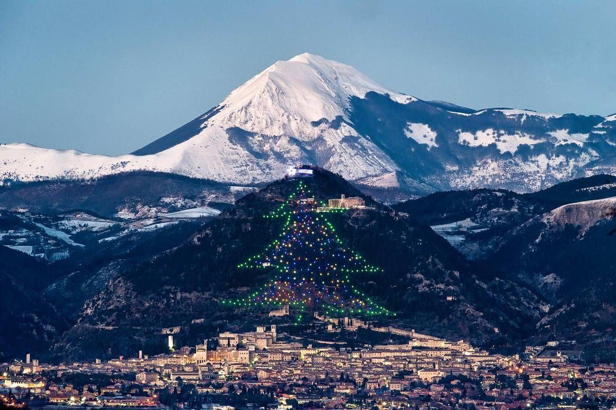 Albero Di Natale Piu Grande Del Mondo Gubbio.Natale A Gubbio Si Accende L Albero Piu Grande Del Mondo