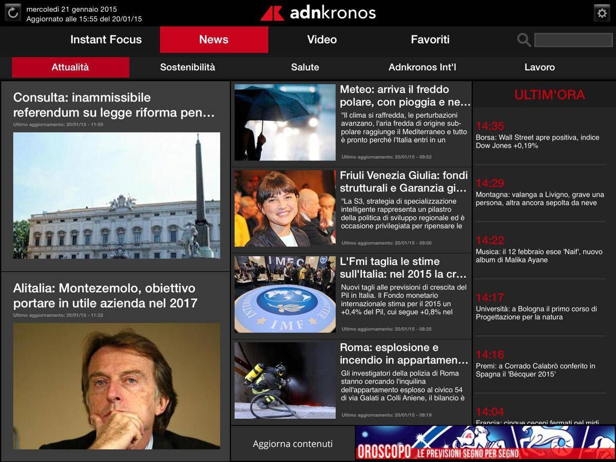 Adnkronos al via nuova App, arriva la notizia seriale