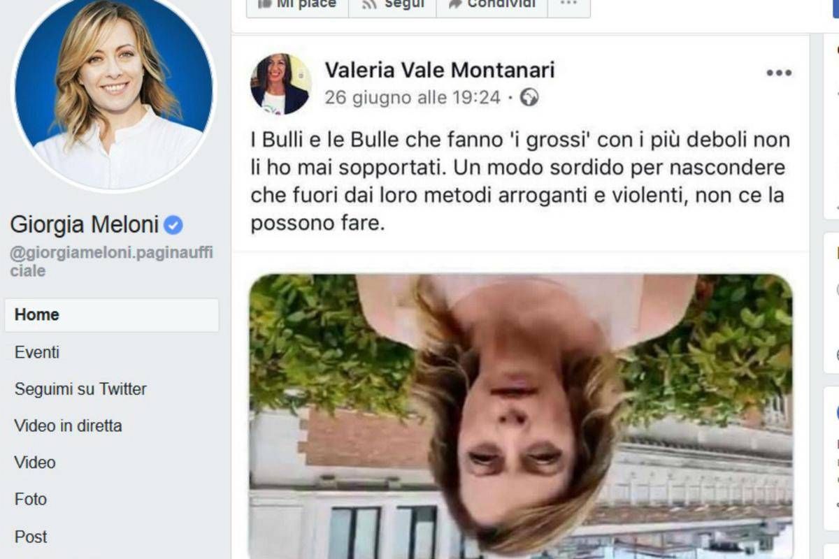 Meloni a testa in giù, il post dell'assessora Pd