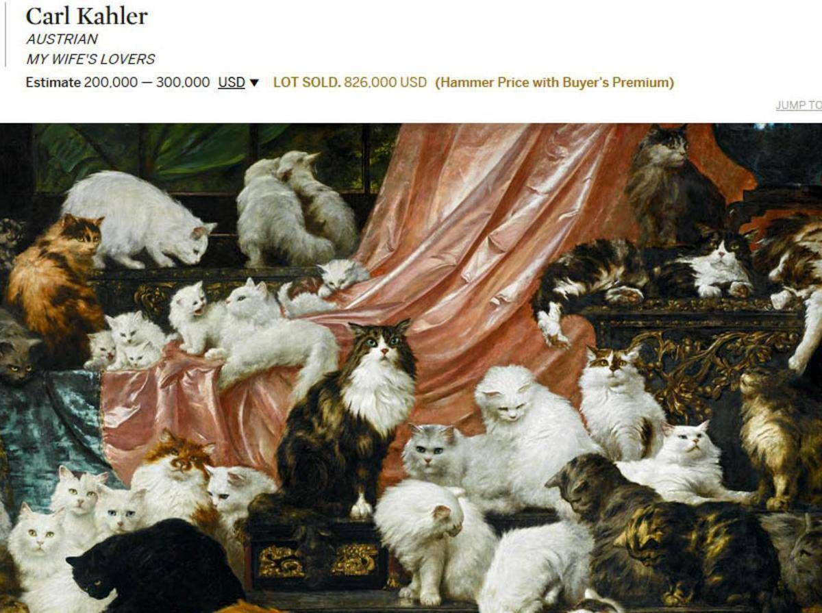 Gli Amanti Di Mia Moglie Tela Con 42 Gatti Venduta All Asta Per 752mila Euro