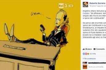 Gazebo, Saviano contro Alfano: Dovremmo essere noi a chiedere i danni Gazebo, Saviano contro Alfano: Dovremmo essere noi a chiedere i danni