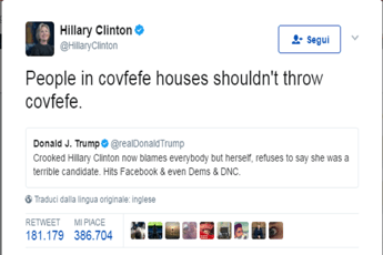 Clinton vs. Trump, battibecco social Clinton vs. Trump, battibecco social
