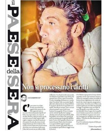 Il Paese della Sera dedica la copertina a Dj Fabo e Marco Cappato Il Paese della Sera dedica la copertina a Dj Fabo e Marco Cappato