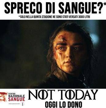 'Spreco sangue? Not Today', Arya in campagna per donarlo 'Spreco sangue? Not Today', Arya in campagna per donarlo