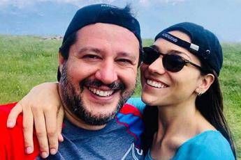 Salvini alla festa della Lega con la fidanzata Salvini alla festa della Lega con la fidanzata