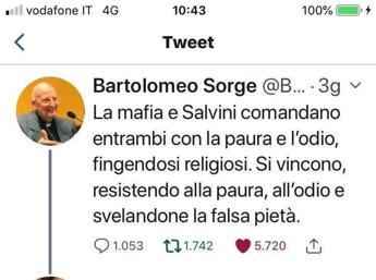 Padre Sorge contro Salvini: E' come la mafia, comandano con l'odio