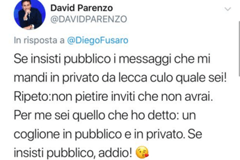 Rissa Parenzo-Fusaro: ''Pubblico tuoi sms privati da lecc...'', ''Ti denuncio'' Rissa Parenzo-Fusaro: ''Pubblico tuoi sms privati da lecc...'', ''Ti denuncio''
