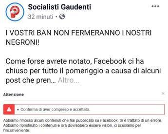 Socialisti Gaudenti vince sull'algoritmo: riaperta pagina Facebook