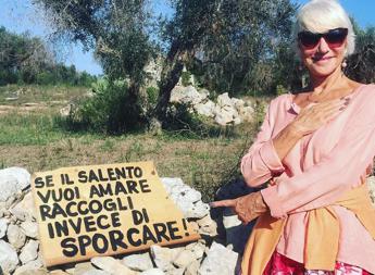 Helen Mirren paladina anti-spazzatura in Salento