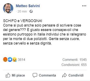 Due in meno, odio social contro agenti e Salvini sbotta