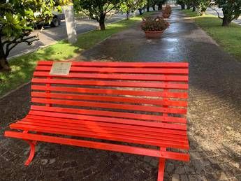 No alla violenza sulle donne, due panchine rosse spiccano ai giardini della Pisana No alla violenza sulle donne, due panchine rosse spiccano ai giardini della Pisana
