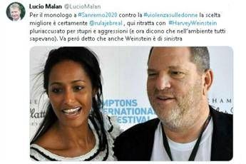Malan posta foto Jebreal-Weinstein Malan posta foto Jebreal-Weinstein