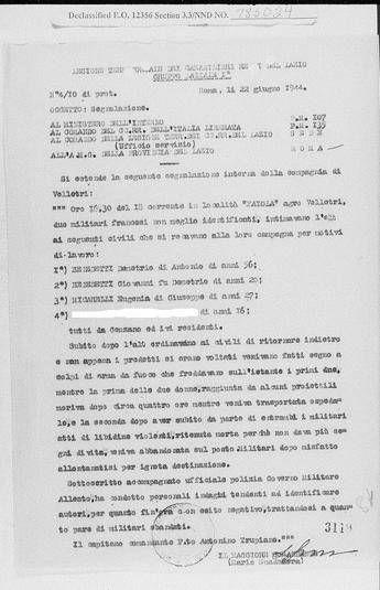 Marocchinate, ritrovati documenti su una strage dimenticata Marocchinate, ritrovati documenti su una strage dimenticata