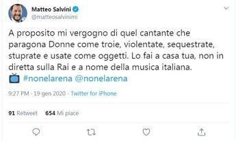 #Lofaiacasatua, bufera per tweet Salvini su Junior Cally #Lofaiacasatua, bufera per tweet Salvini su Junior Cally