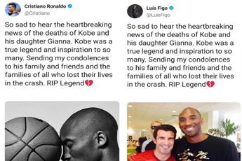Addio Kobe, Luis Figo 'copia' Cristiano Ronaldo