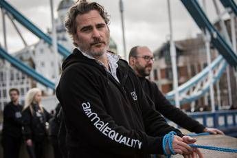Londra, Joaquin Phoenix contro gli allevamenti intensivi Londra, Joaquin Phoenix contro gli allevamenti intensivi